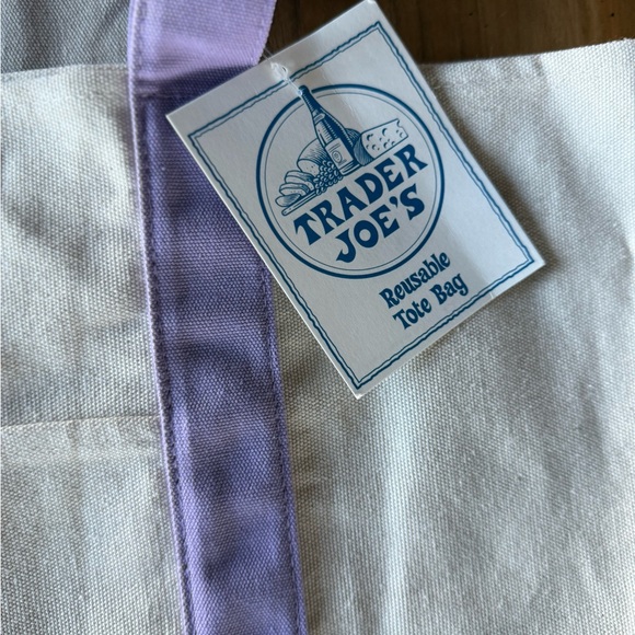 (2) LARGE Lavender 💜 Trader Joe’s Canvas Tote Bags 🎁 FREE Comfort Foods TJ Bag - Picture 14 of 15